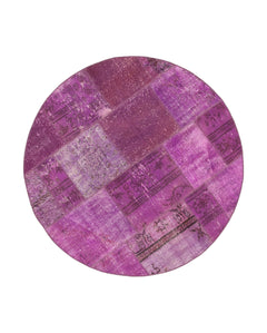 Kırk Yama Mor Patchwork Pamuk Yün El Dokuma Halısı 153x153 Agacan