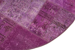 Kırk Yama Mor Patchwork Pamuk Yün El Dokuma Halısı 153x153 Agacan