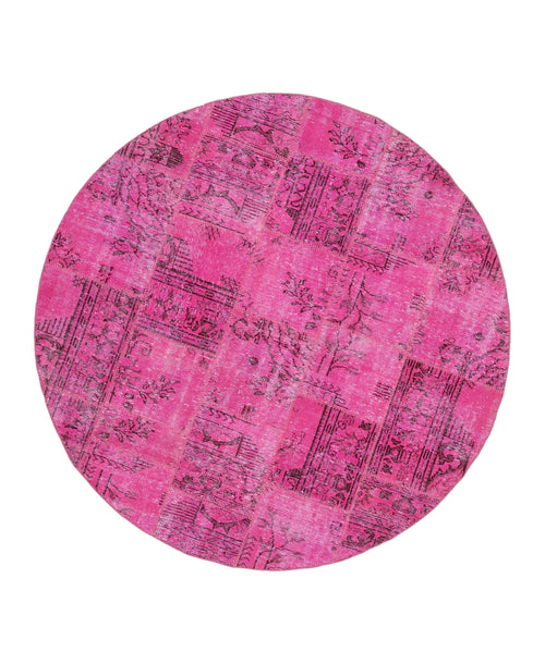 Kırk Yama Pembe Patchwork Pamuk Yün El Dokuma Halısı 200x200 Agacan
