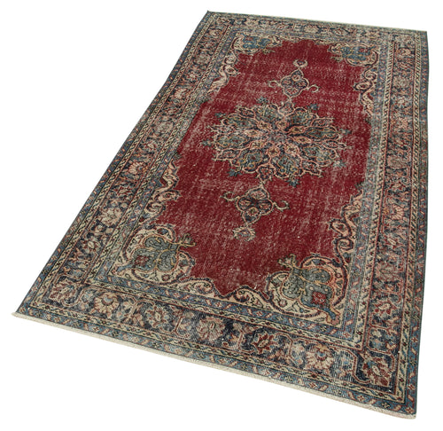 Overdyed Vintage Kırmızı Eskitme Pamuk Yün El Dokuma Halısı 111x202 Agacan