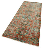 Overdyed Vintage Kırmızı Eskitme Pamuk Yün El Dokuma Halısı 96x244 Agacan
