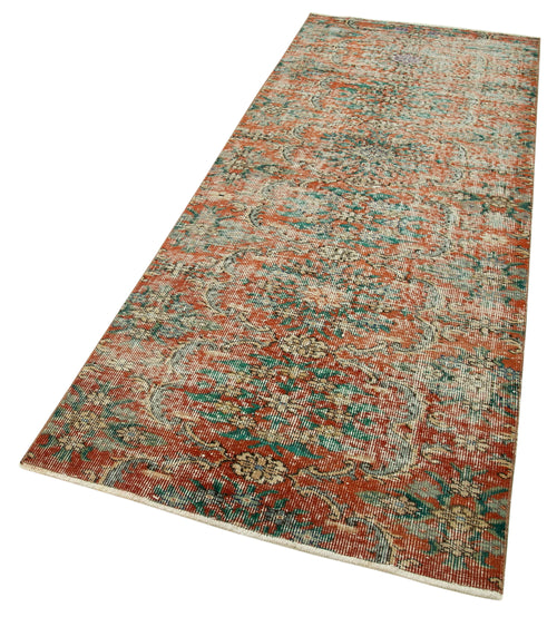 Overdyed Vintage Kırmızı Eskitme Pamuk Yün El Dokuma Halısı 96x244 Agacan