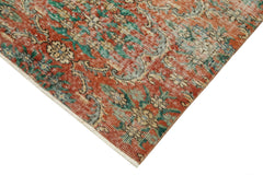 Overdyed Vintage Kırmızı Eskitme Pamuk Yün El Dokuma Halısı 96x244 Agacan