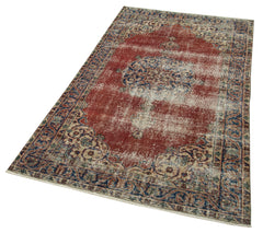 Overdyed Vintage Kırmızı Eskitme Pamuk Yün El Dokuma Halısı 115x202 Agacan