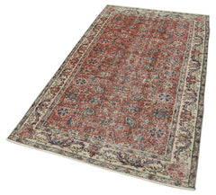 Overdyed Vintage Kırmızı Eskitme Pamuk Yün El Dokuma Halısı 111x202 Agacan