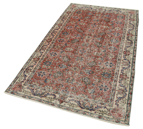 Overdyed Vintage Kırmızı Eskitme Pamuk Yün El Dokuma Halısı 111x202 Agacan