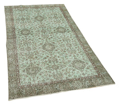 Overdyed Vintage Yeşil Eskitme Pamuk Yün El Dokuma Halısı 110x200 Agacan
