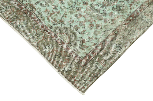 Overdyed Vintage Yeşil Eskitme Pamuk Yün El Dokuma Halısı 110x200 Agacan