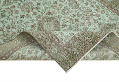 Overdyed Vintage Yeşil Eskitme Pamuk Yün El Dokuma Halısı 110x200 Agacan
