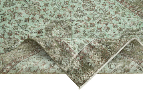Overdyed Vintage Yeşil Eskitme Pamuk Yün El Dokuma Halısı 110x200 Agacan