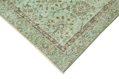 Overdyed Vintage Yeşil Eskitme Pamuk Yün El Dokuma Halısı 106x198 Agacan