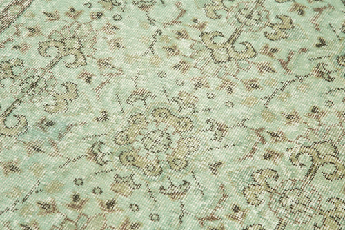 Overdyed Vintage Yeşil Eskitme Pamuk Yün El Dokuma Halısı 106x198 Agacan