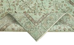 Overdyed Vintage Yeşil Eskitme Pamuk Yün El Dokuma Halısı 106x198 Agacan