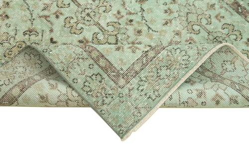 Overdyed Vintage Yeşil Eskitme Pamuk Yün El Dokuma Halısı 106x198 Agacan