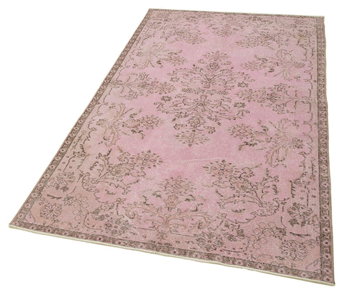 Overdyed Vintage Pembe Eskitme Pamuk Yün El Dokuma Halısı 119x211 Agacan