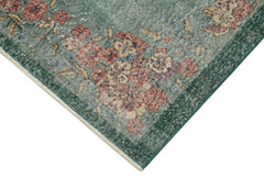 Overdyed Vintage Yeşil Eskitme Pamuk Yün El Dokuma Halısı 106x192 Agacan