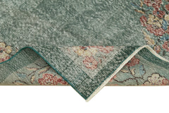 Overdyed Vintage Yeşil Eskitme Pamuk Yün El Dokuma Halısı 106x192 Agacan