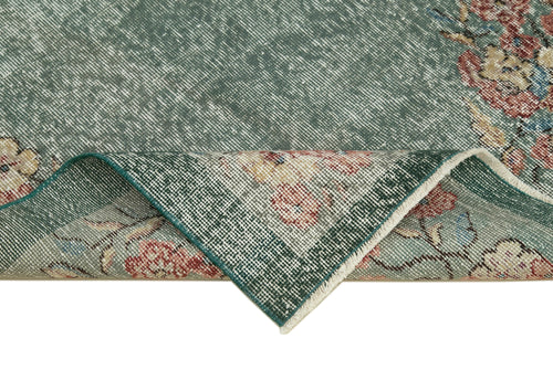 Overdyed Vintage Yeşil Eskitme Pamuk Yün El Dokuma Halısı 106x192 Agacan