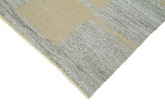 Scrap Gri Geometrik Pamuk Yün El Dokuma Halısı 310x420 Agacan