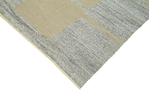Scrap Gri Geometrik Pamuk Yün El Dokuma Halısı 310x420 Agacan