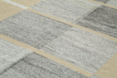 Scrap Gri Geometrik Pamuk Yün El Dokuma Halısı 310x420 Agacan