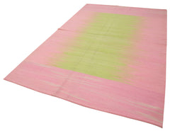 Degrade Kilim Pembe Çizgili Pamuk Yün El Dokuma Halısı 179x285 Agacan