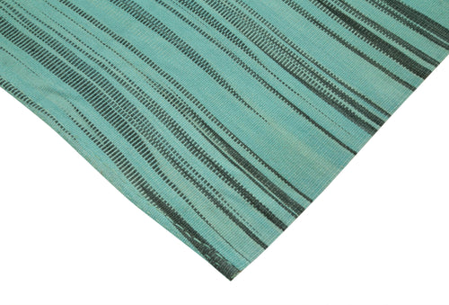 Degrade Kilim Turkuaz Çizgili Pamuk Yün El Dokuma Halısı 183x275 Agacan