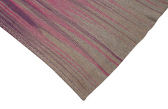 Degrade Kilim Kahverengi Çizgili Pamuk Yün El Dokuma Halısı 177x254 Agacan