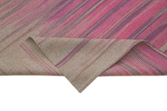 Degrade Kilim Mor Çizgili Pamuk Yün El Dokuma Halısı 179x255 Agacan