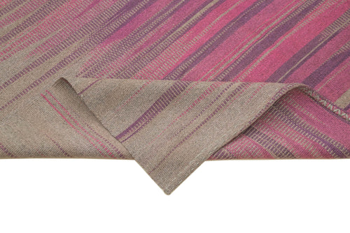 Degrade Kilim Mor Çizgili Pamuk Yün El Dokuma Halısı 179x255 Agacan