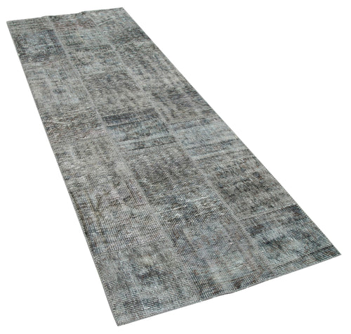 Kırk Yama Gri Patchwork Pamuk Yün El Dokuma Halısı 85x250 Agacan