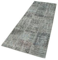 Kırk Yama Gri Patchwork Pamuk Yün El Dokuma Halısı 85x250 Agacan