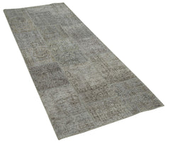 Kırk Yama Gri Patchwork Pamuk Yün El Dokuma Halısı 85x226 Agacan