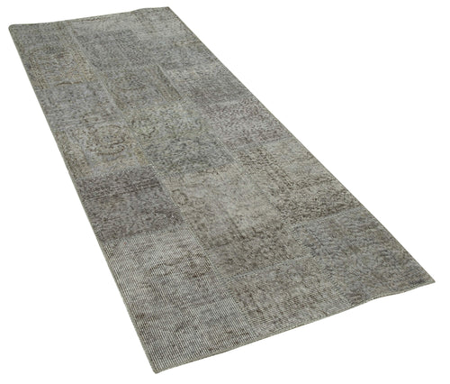 Kırk Yama Gri Patchwork Pamuk Yün El Dokuma Halısı 85x226 Agacan