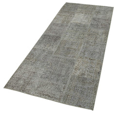 Kırk Yama Gri Patchwork Pamuk Yün El Dokuma Halısı 85x226 Agacan