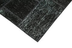 Kırk Yama Siyah Patchwork Pamuk Yün El Dokuma Halısı 87x268 Agacan