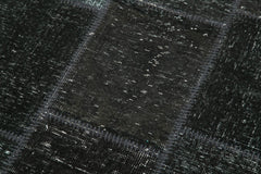 Kırk Yama Siyah Patchwork Pamuk Yün El Dokuma Halısı 87x268 Agacan