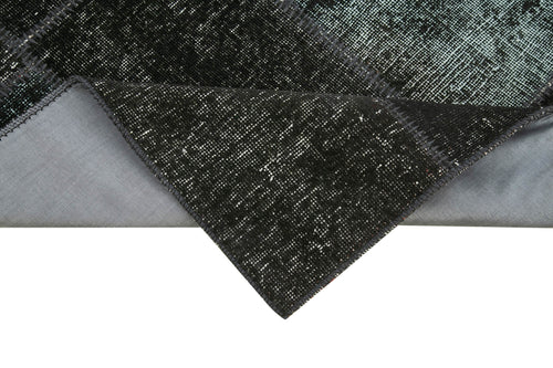 Kırk Yama Siyah Patchwork Pamuk Yün El Dokuma Halısı 87x268 Agacan