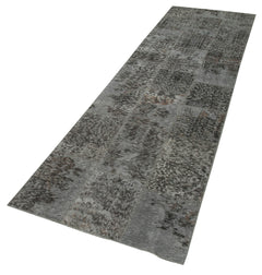 Kırk Yama Gri Patchwork Pamuk Yün El Dokuma Halısı 85x305 Agacan