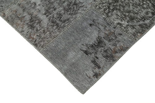 Kırk Yama Gri Patchwork Pamuk Yün El Dokuma Halısı 85x305 Agacan