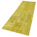 Kırk Yama Sarı Patchwork Pamuk Yün El Dokuma Halısı 86x275 Agacan