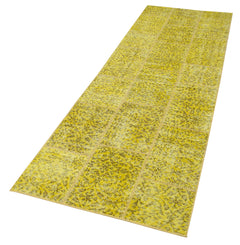 Kırk Yama Sarı Patchwork Pamuk Yün El Dokuma Halısı 86x275 Agacan