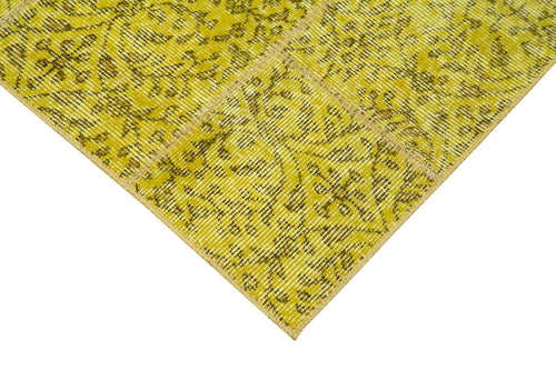 Kırk Yama Sarı Patchwork Pamuk Yün El Dokuma Halısı 86x275 Agacan