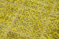 Kırk Yama Sarı Patchwork Pamuk Yün El Dokuma Halısı 86x275 Agacan