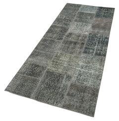 Kırk Yama Gri Patchwork Pamuk Yün El Dokuma Halısı 86x225 Agacan