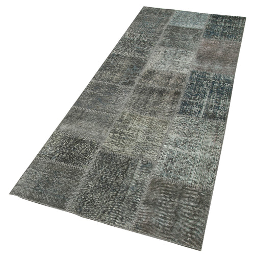 Kırk Yama Gri Patchwork Pamuk Yün El Dokuma Halısı 86x225 Agacan