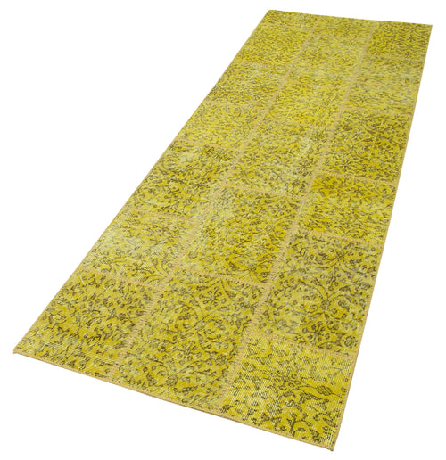 Kırk Yama Sarı Patchwork Pamuk Yün El Dokuma Halısı 86x261 Agacan