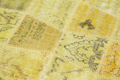 Kırk Yama Sarı Patchwork Pamuk Yün El Dokuma Halısı 99x307 Agacan