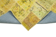 Kırk Yama Sarı Patchwork Pamuk Yün El Dokuma Halısı 99x307 Agacan