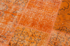 Kırk Yama Turuncu Patchwork Pamuk Yün El Dokuma Halısı 85x297 Agacan